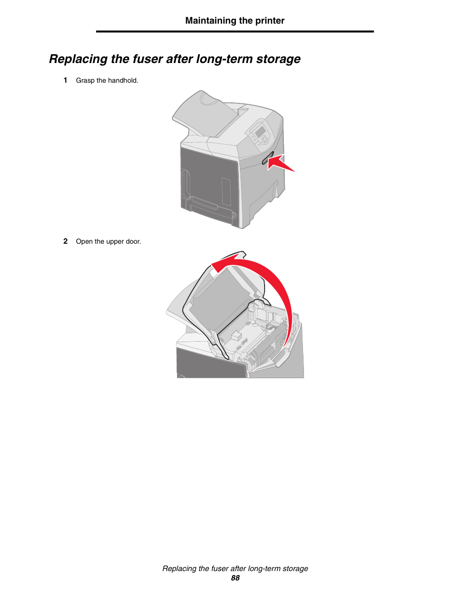 Replacing the fuser after long-term storage | Lexmark C522 User Manual | Page 88 / 146