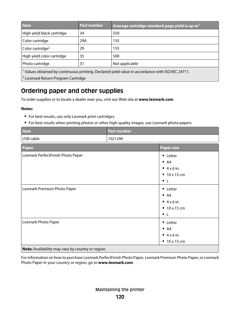 Ordering paper and other supplies | Lexmark 5300 User Manual | Page 120 / 179