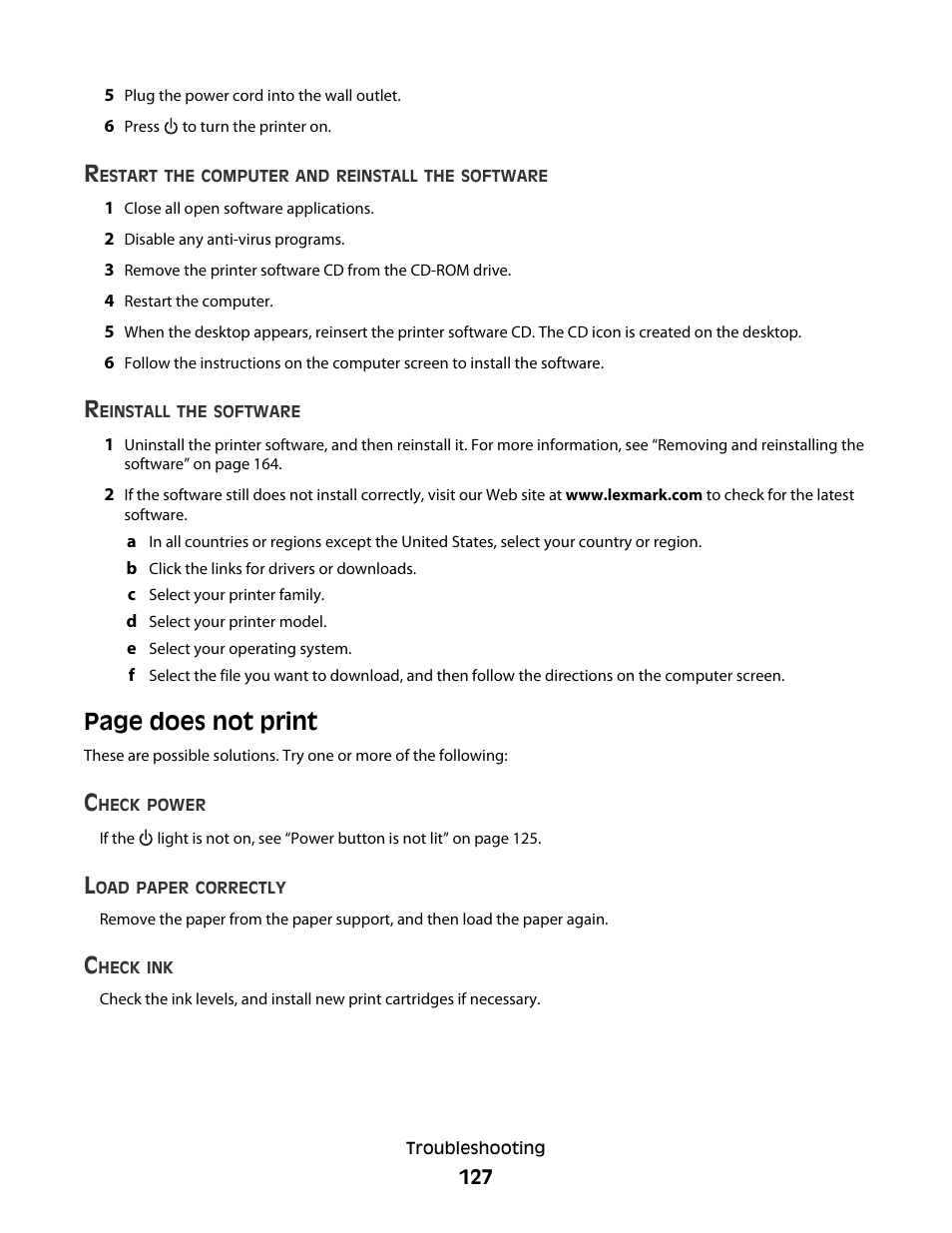 Page does not print | Lexmark 5300 User Manual | Page 127 / 179