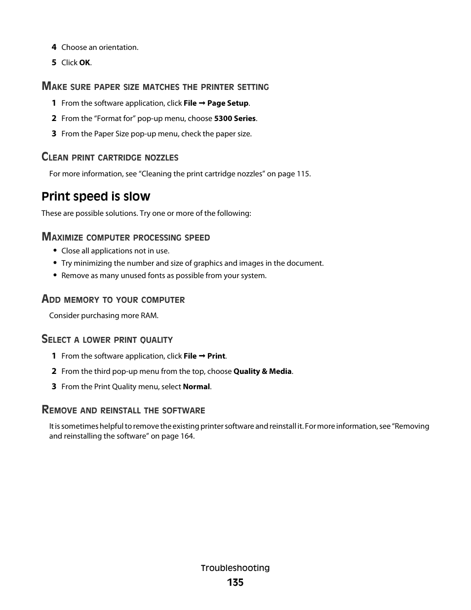 Print speed is slow | Lexmark 5300 User Manual | Page 135 / 179
