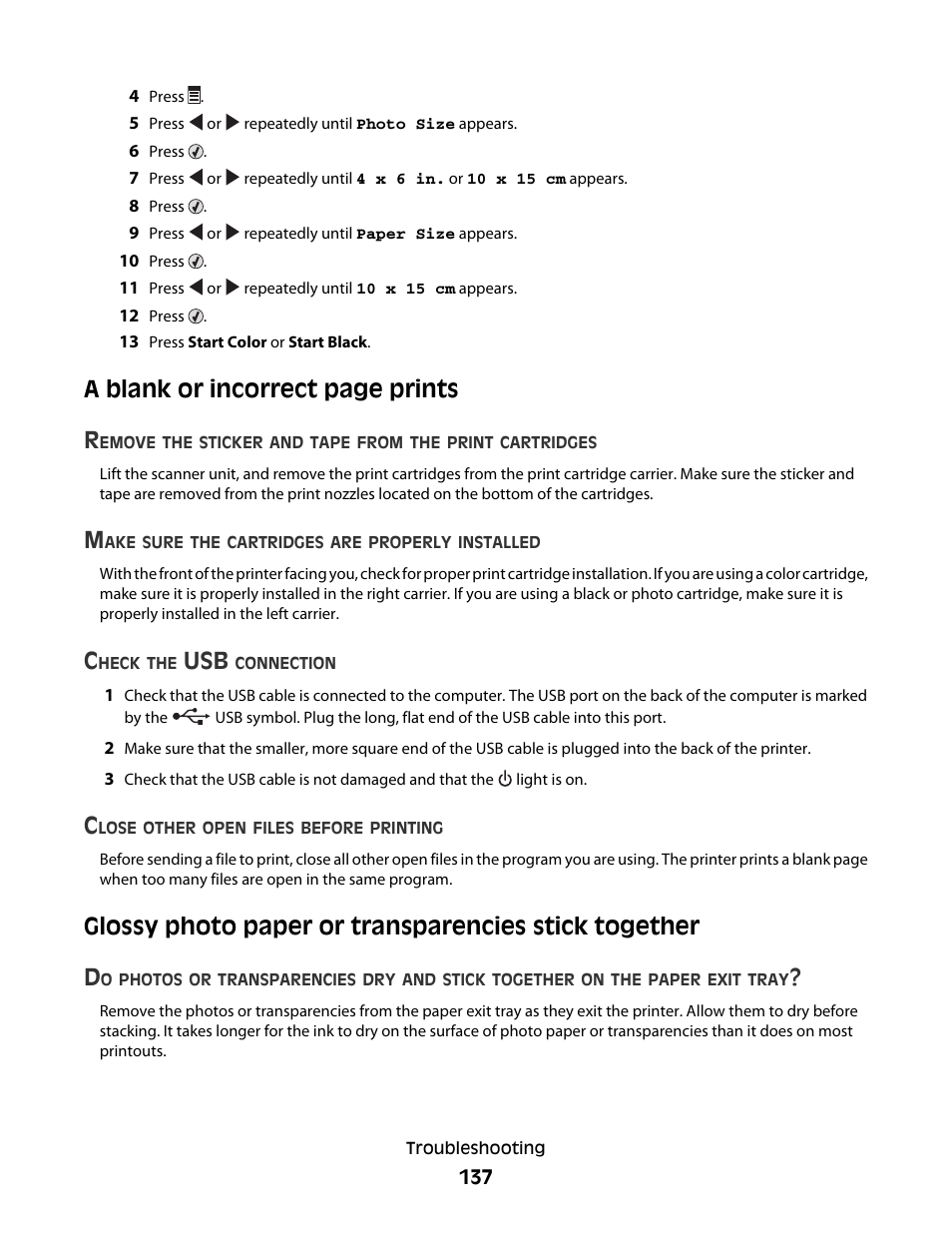 A blank or incorrect page prints r | Lexmark 5300 User Manual | Page 137 / 179