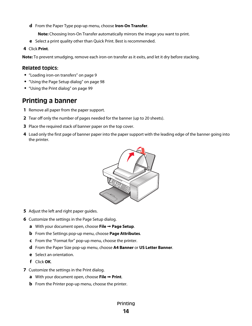 Printing a banner | Lexmark 5300 User Manual | Page 14 / 179