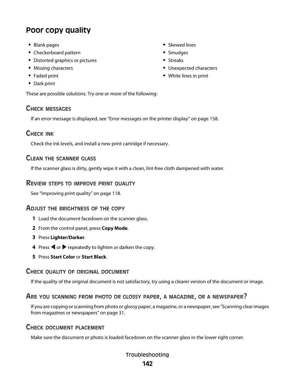 Poor copy quality | Lexmark 5300 User Manual | Page 142 / 179