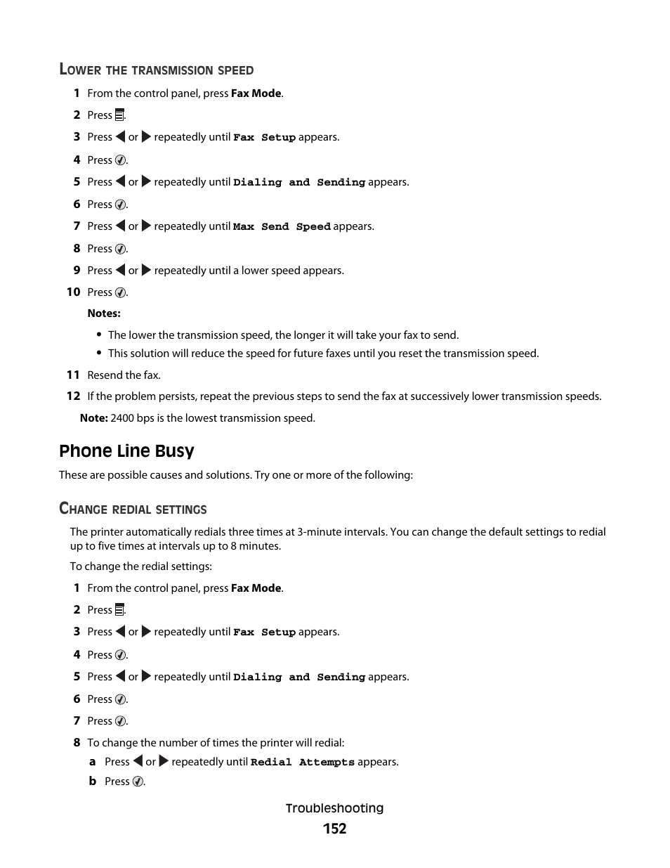 Phone line busy | Lexmark 5300 User Manual | Page 152 / 179