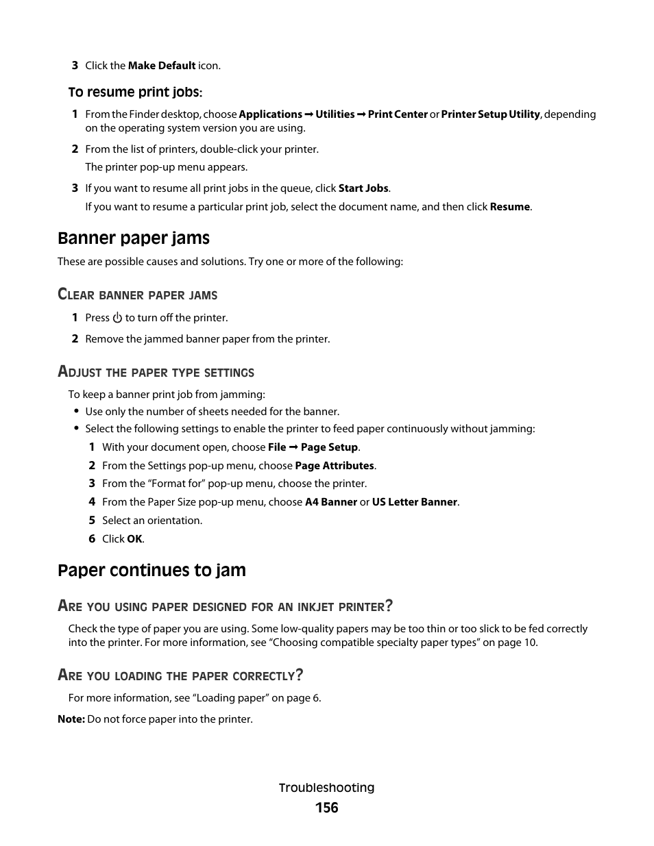 Banner paper jams, Paper continues to jam, Paper continues to jam a | Lexmark 5300 User Manual | Page 156 / 179