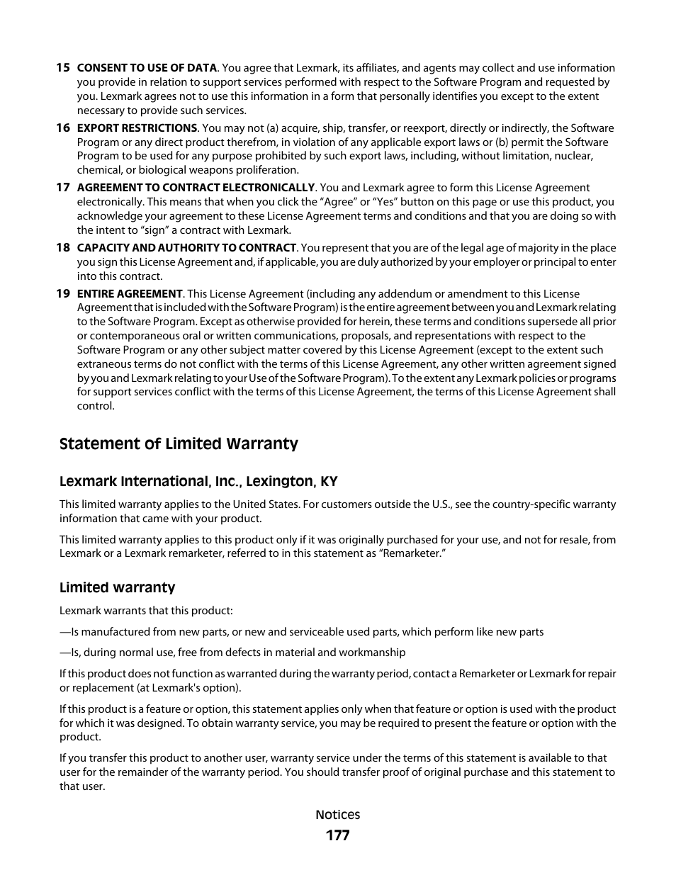 Statement of limited warranty | Lexmark 5300 User Manual | Page 177 / 179