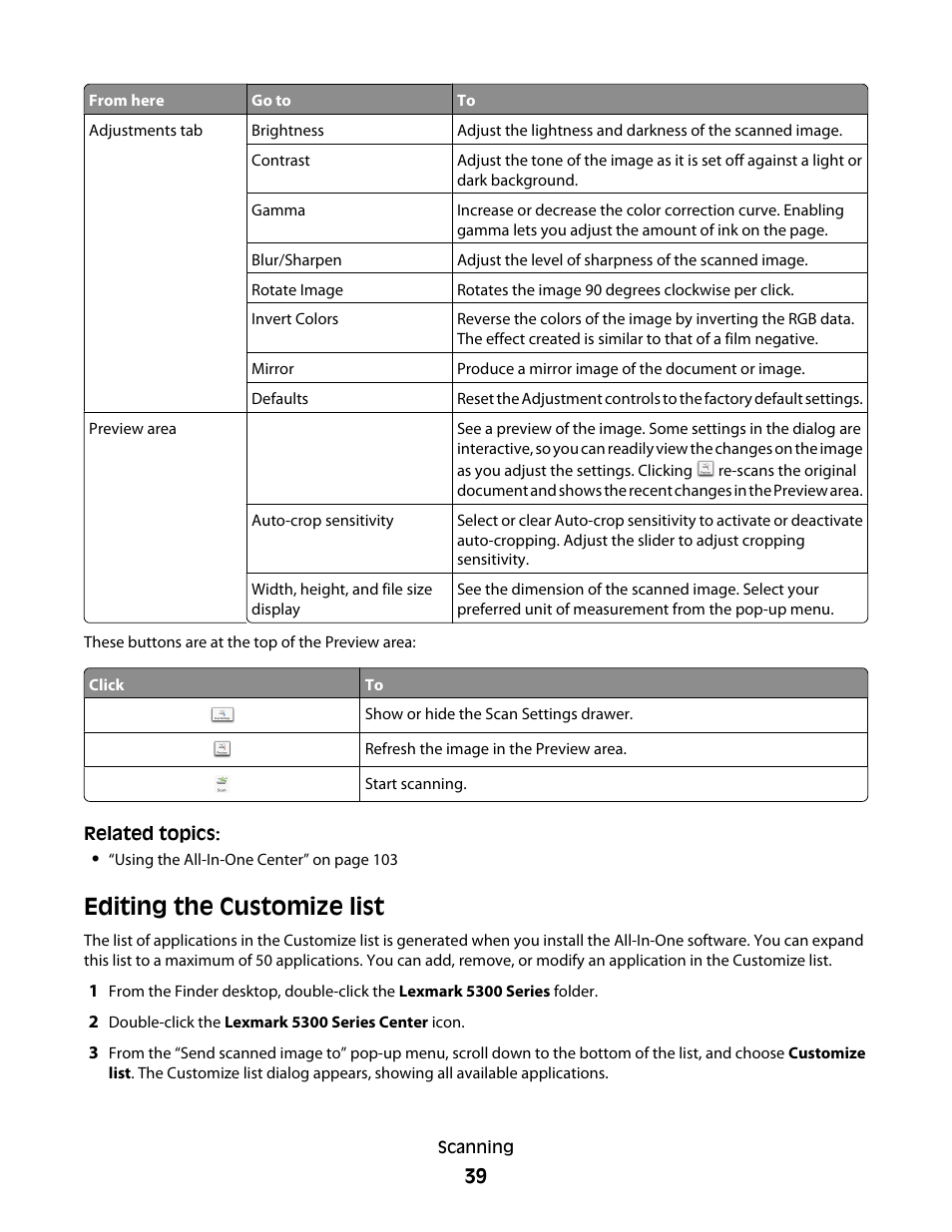 Editing the customize list | Lexmark 5300 User Manual | Page 39 / 179