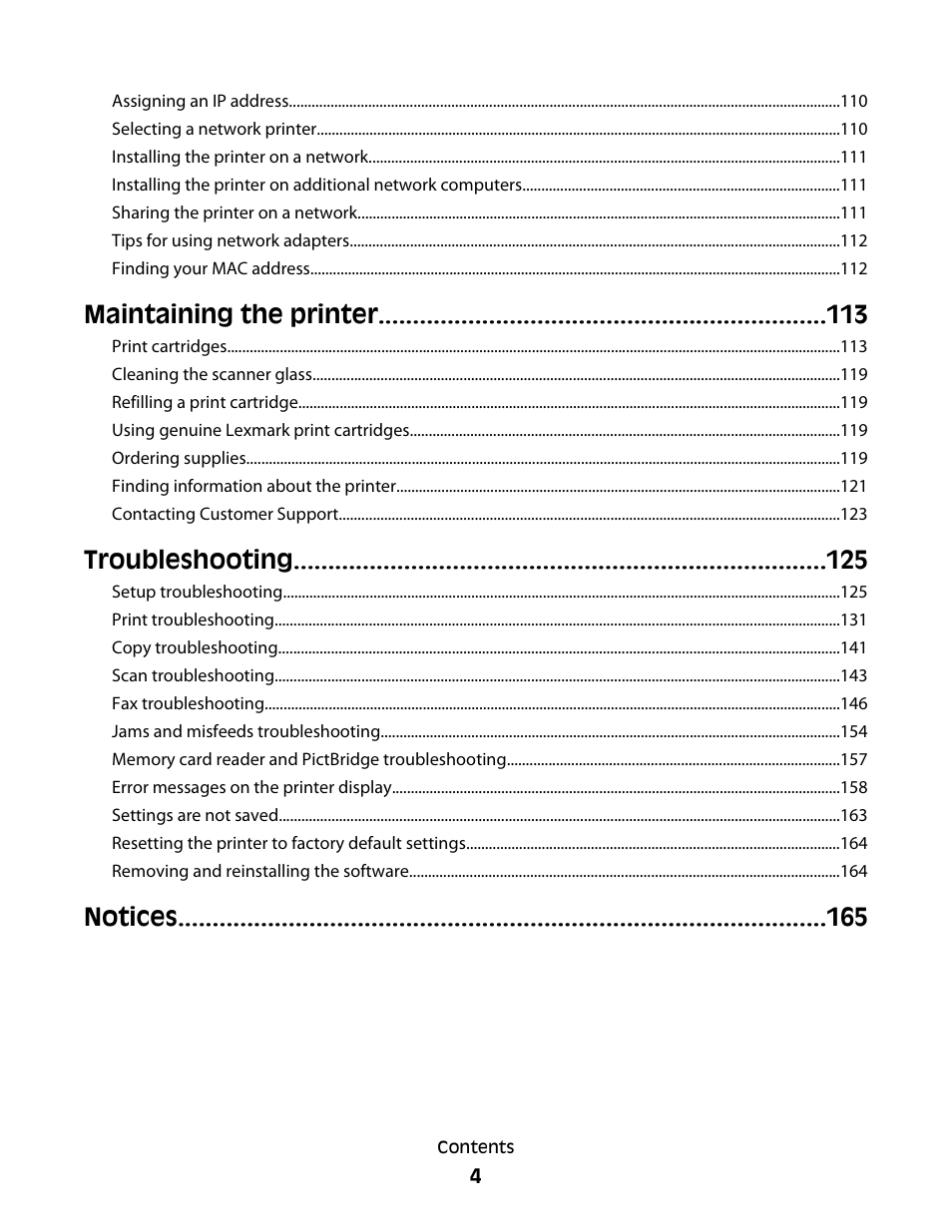 Maintaining the printer, Troubleshooting, Notices | Lexmark 5300 User Manual | Page 4 / 179