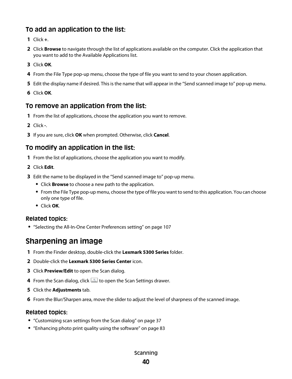 Sharpening an image | Lexmark 5300 User Manual | Page 40 / 179