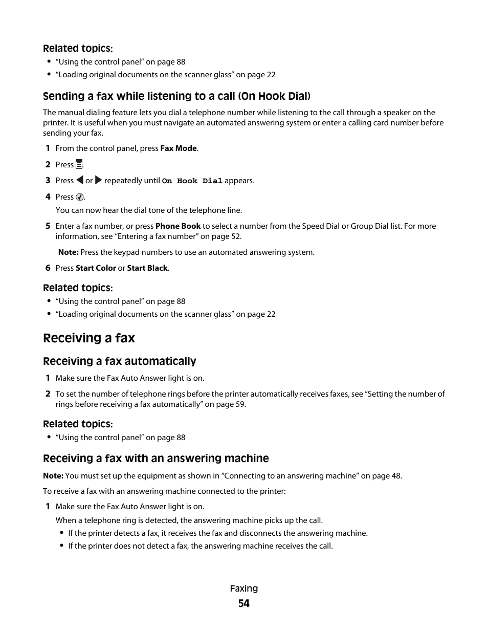 Receiving a fax | Lexmark 5300 User Manual | Page 54 / 179