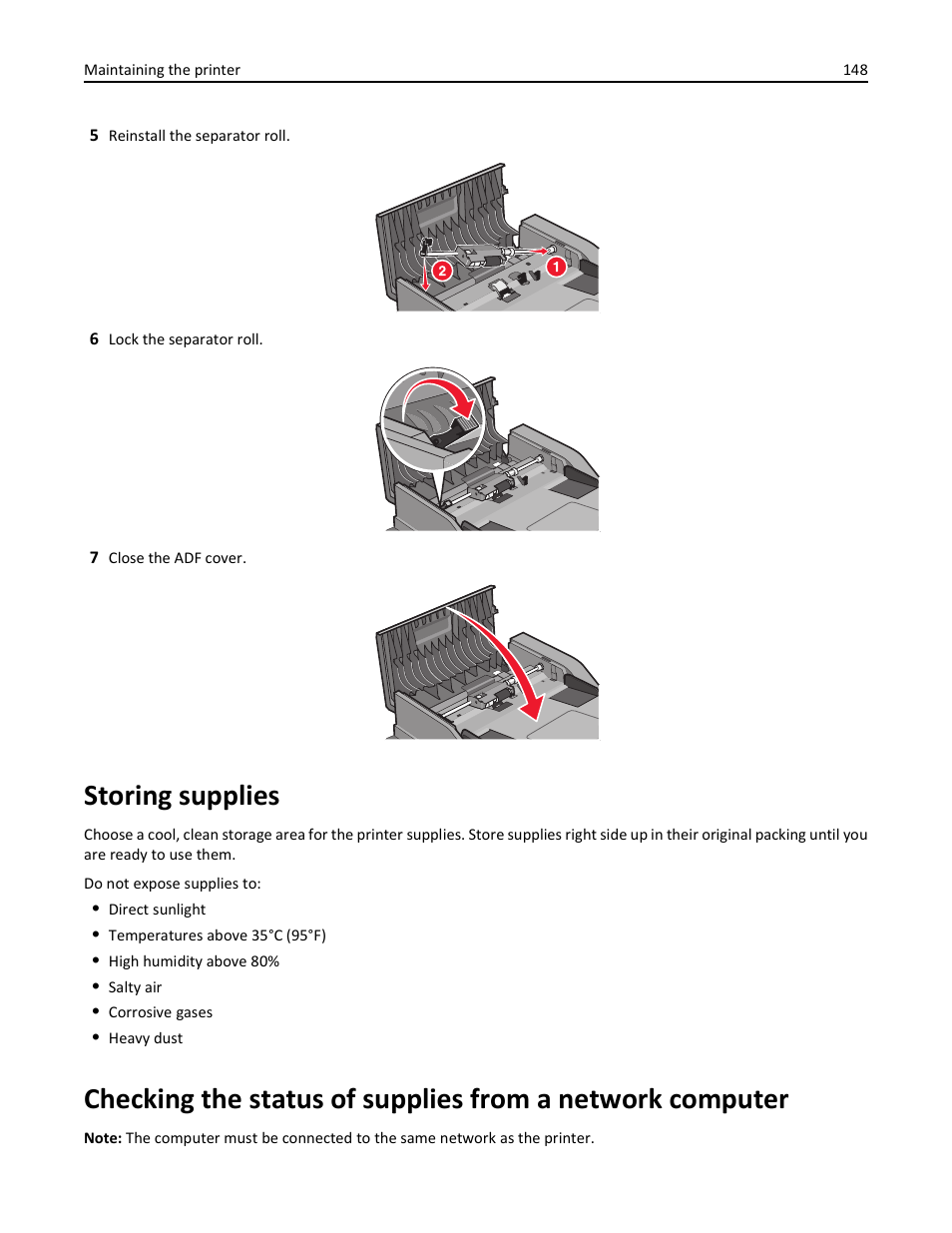 Storing supplies | Lexmark 436 User Manual | Page 148 / 235
