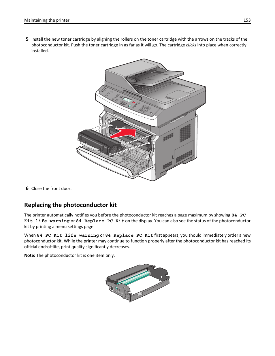 Replacing the photoconductor kit | Lexmark 436 User Manual | Page 153 / 235