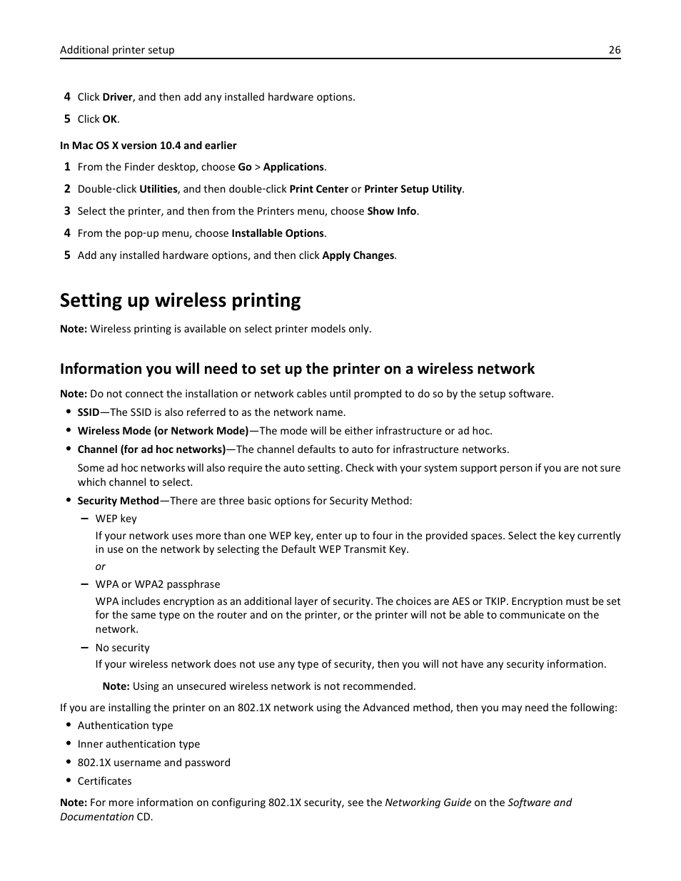 Setting up wireless printing | Lexmark 436 User Manual | Page 26 / 235