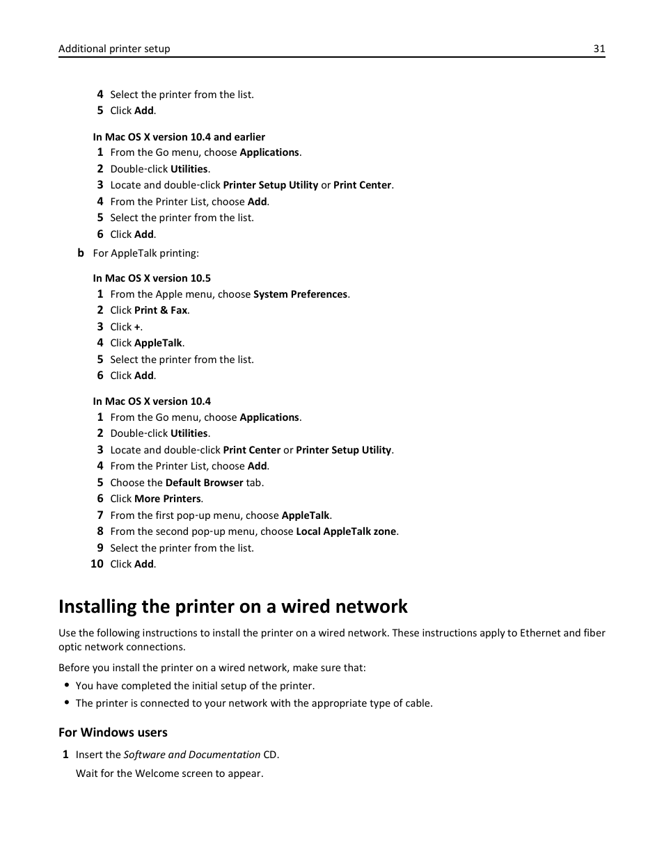 Installing the printer on a wired network | Lexmark 436 User Manual | Page 31 / 235