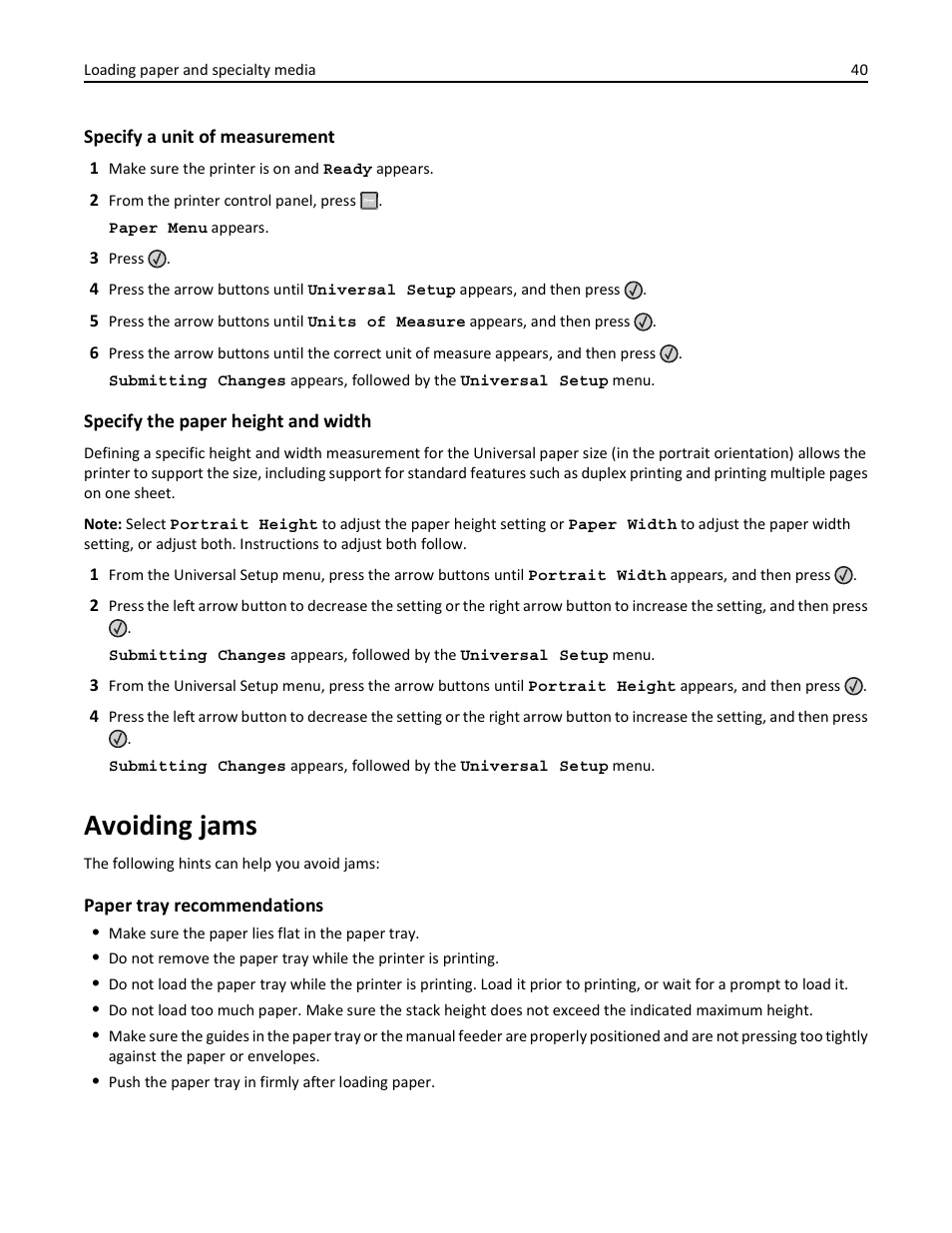 Avoiding jams | Lexmark 436 User Manual | Page 40 / 235