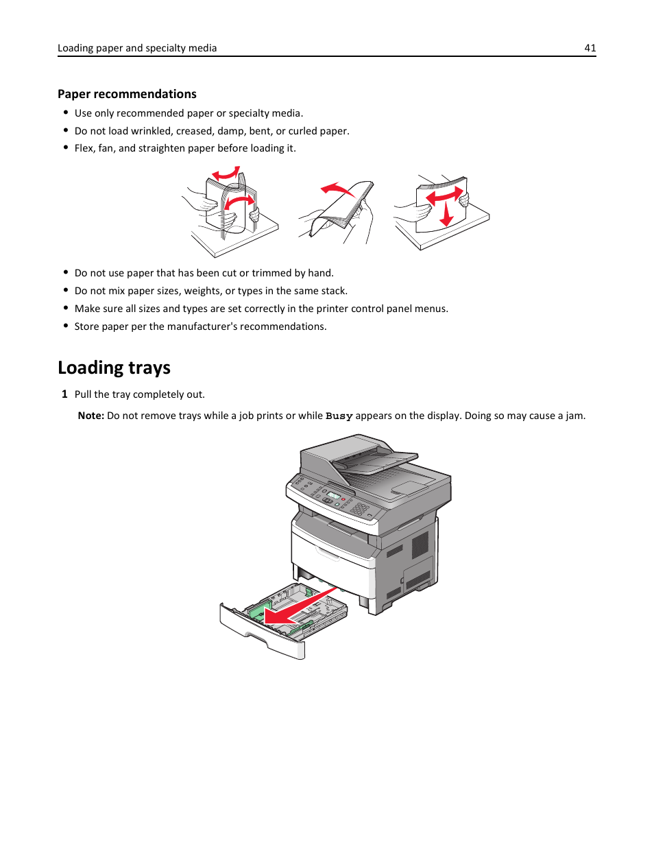 Loading trays | Lexmark 436 User Manual | Page 41 / 235