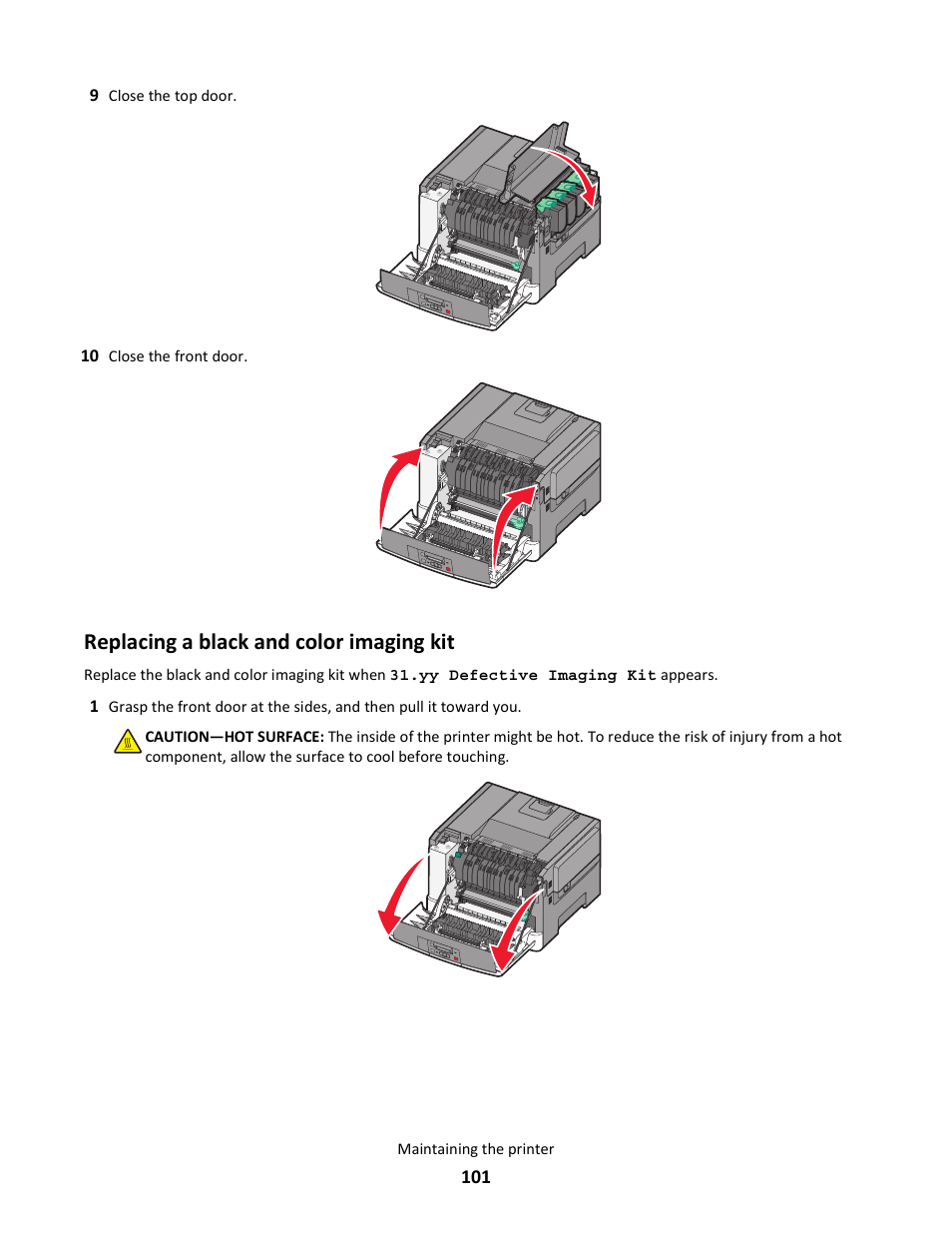 Replacing a black and color imaging kit | Lexmark 5025 User Manual | Page 101 / 171