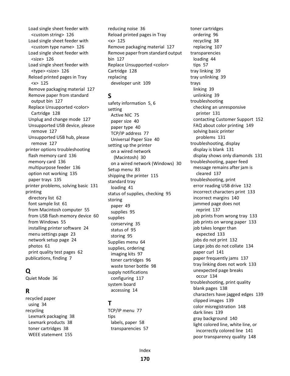 Lexmark 5025 User Manual | Page 170 / 171