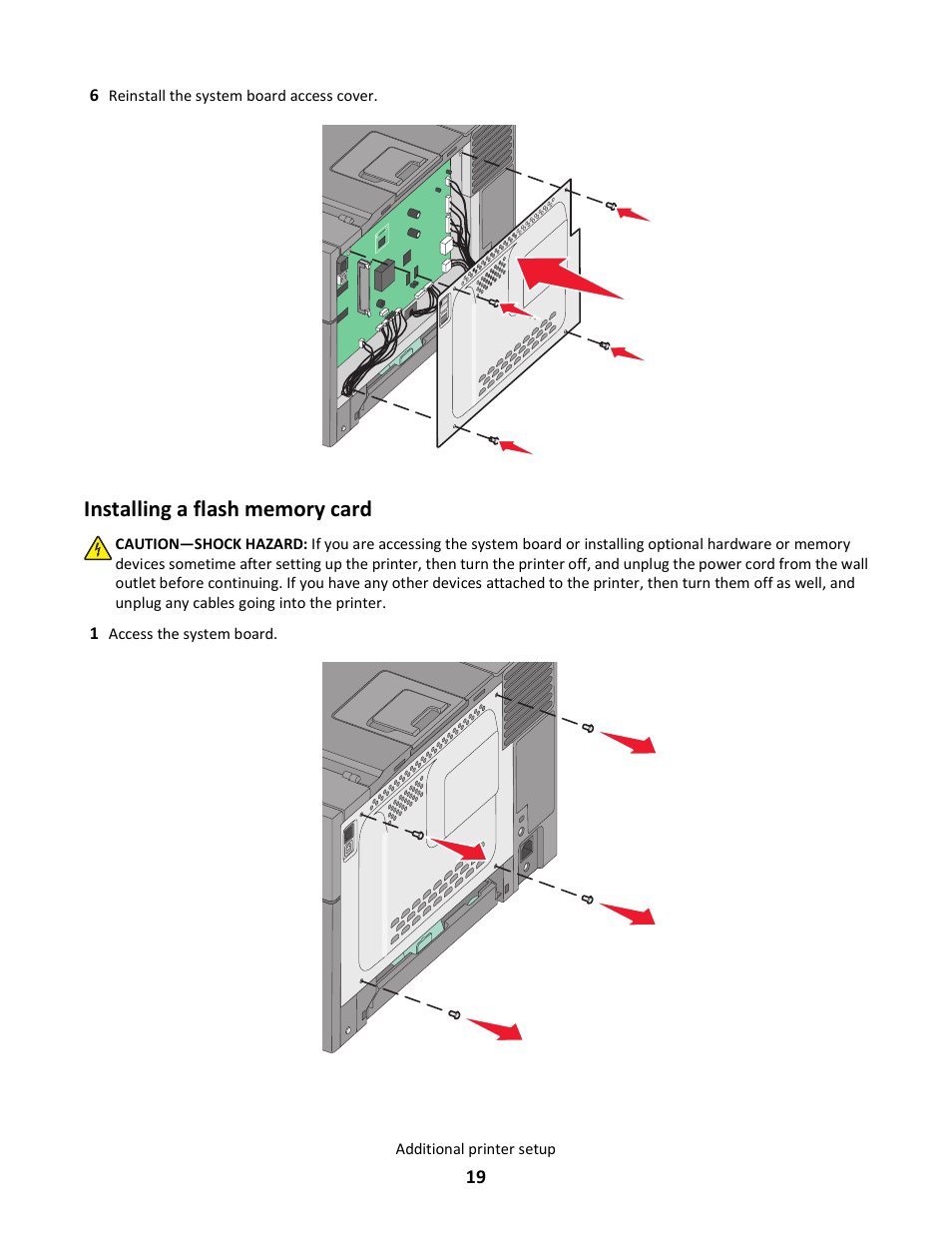 Installing a flash memory card | Lexmark 5025 User Manual | Page 19 / 171