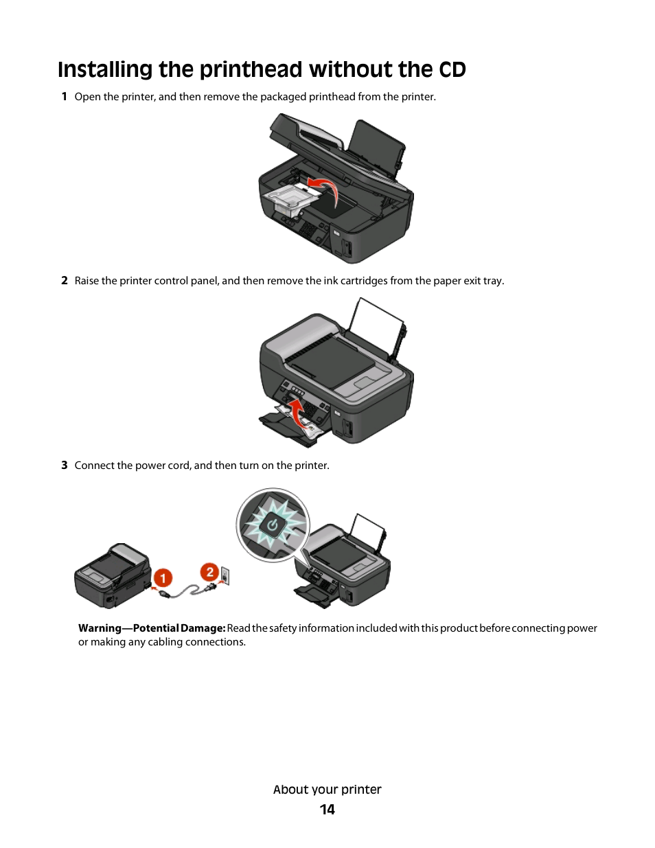 Installing the printhead without the cd | Lexmark Interpret S400 User Manual | Page 14 / 40
