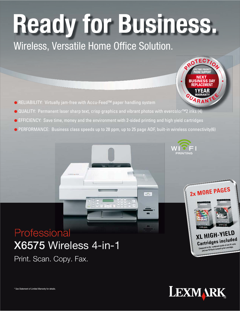 Lexmark x6575 User Manual | 2 pages