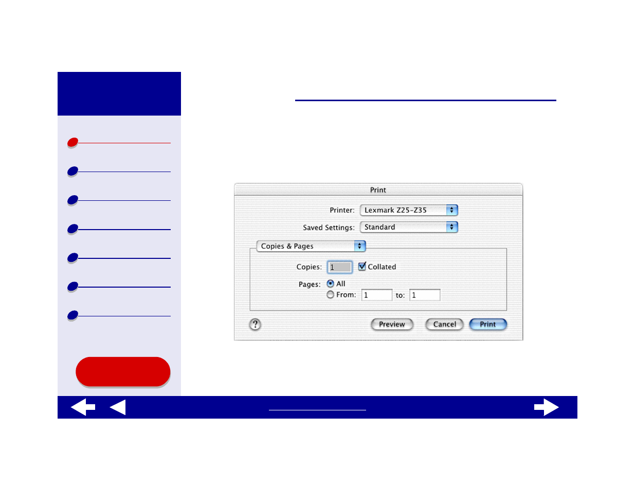 Print dialog, Print, Dialog | Lexmark Z35 User Manual | Page 7 / 101