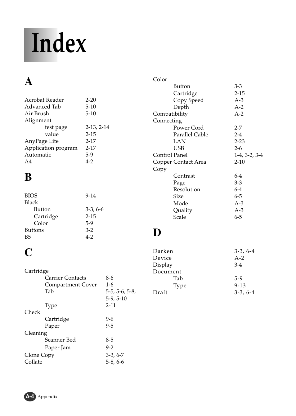 Index | Lexmark Z82 User Manual | Page 102 / 105