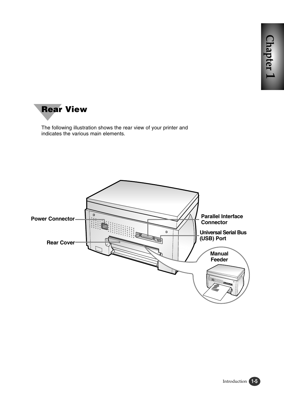 Chapter, Rear view | Lexmark Z82 User Manual | Page 17 / 105