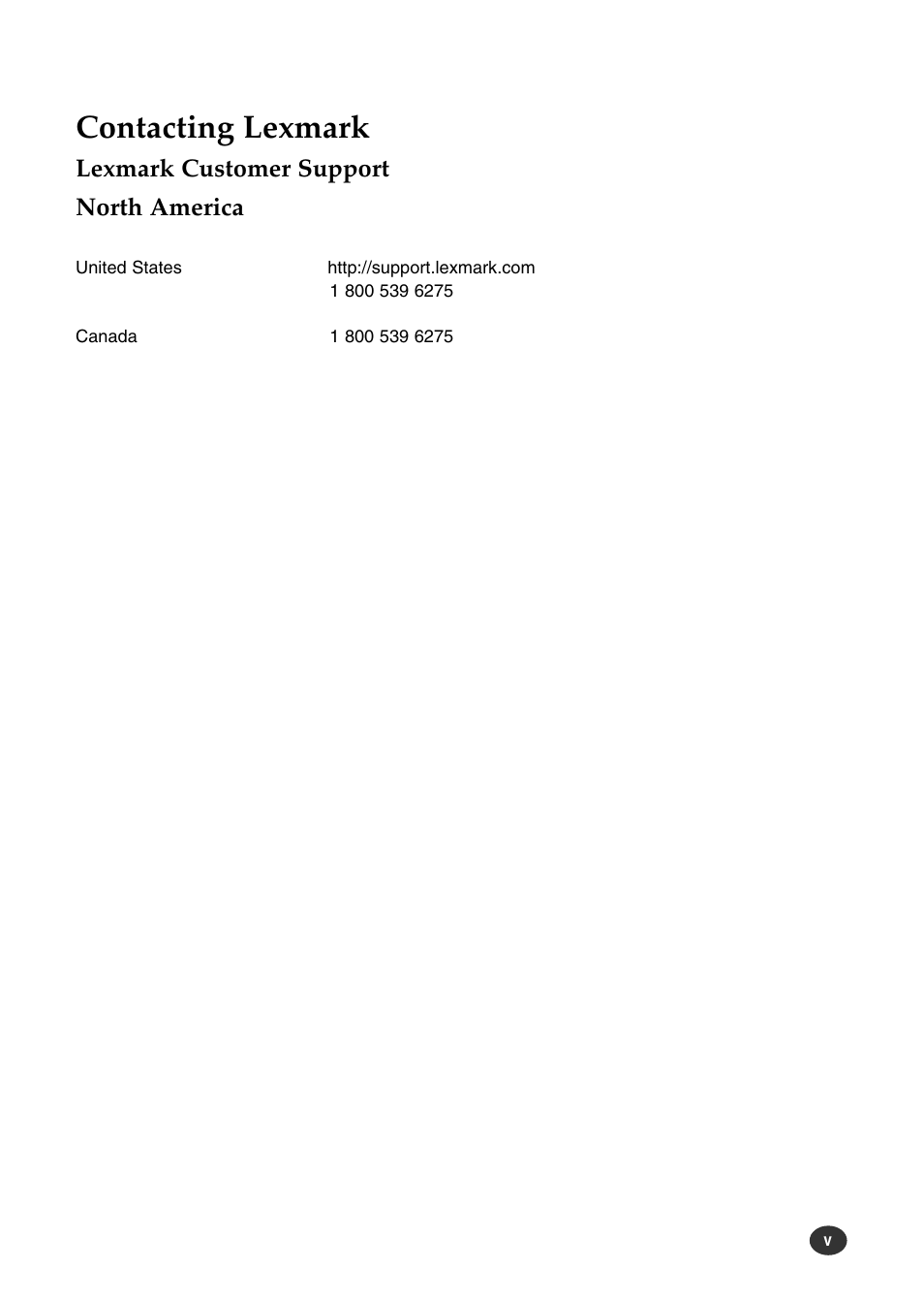 Contacting lexmark, Lexmark customer support north america | Lexmark Z82 User Manual | Page 7 / 105