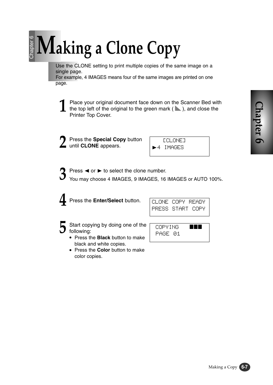 Aking a clone copy, Chapter | Lexmark Z82 User Manual | Page 71 / 105
