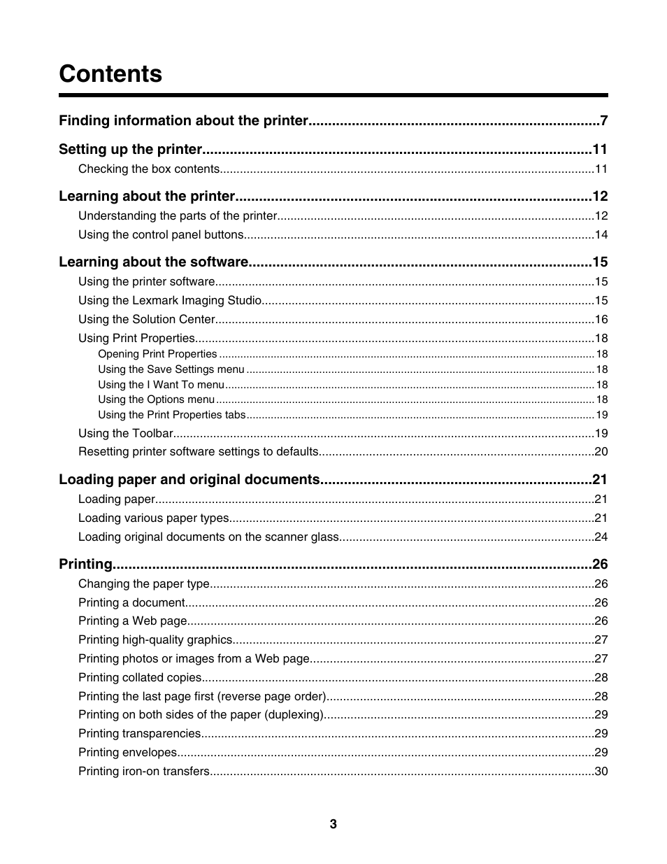 Lexmark 2500 Series User Manual | Page 3 / 76