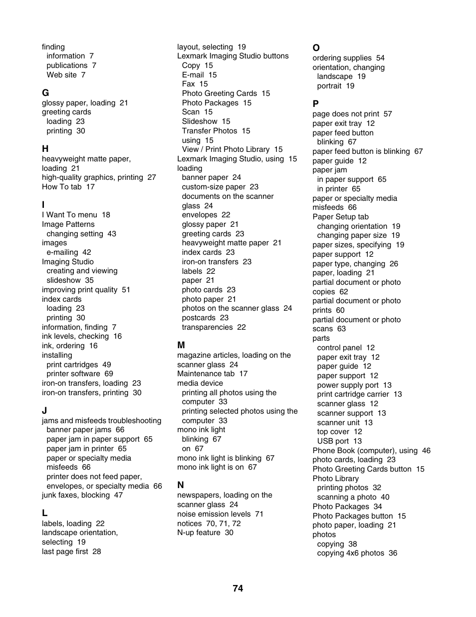 Lexmark 2500 Series User Manual | Page 74 / 76