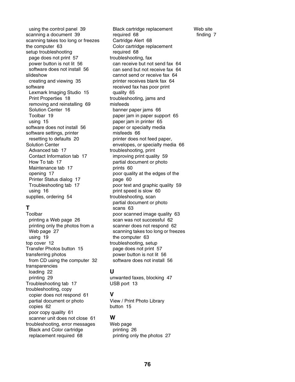 Lexmark 2500 Series User Manual | Page 76 / 76