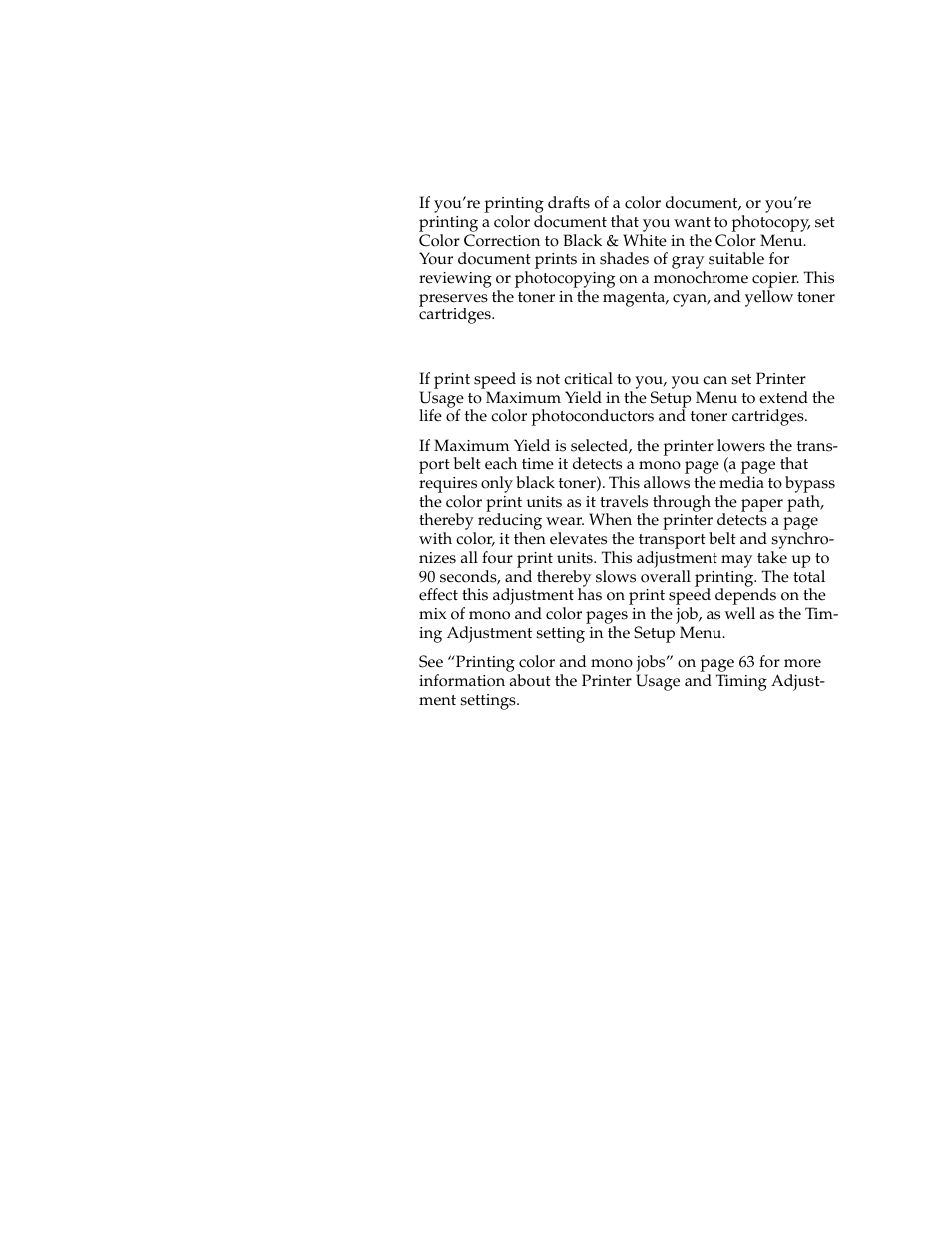 Black & white printing printer usage setting | Lexmark 1200 User Manual | Page 111 / 208