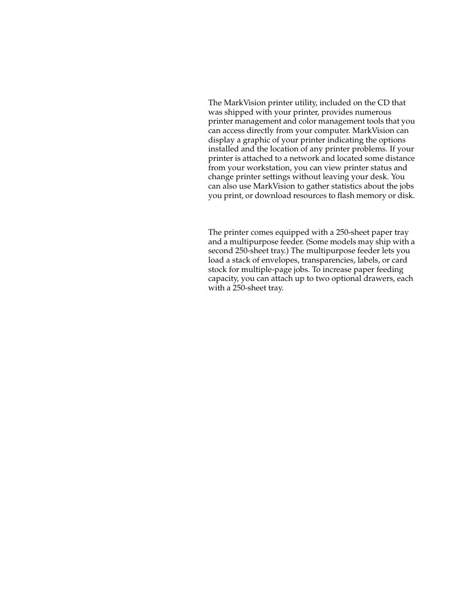 Markvision, Paper handling, Markvision paper handling | Lexmark 1200 User Manual | Page 17 / 208