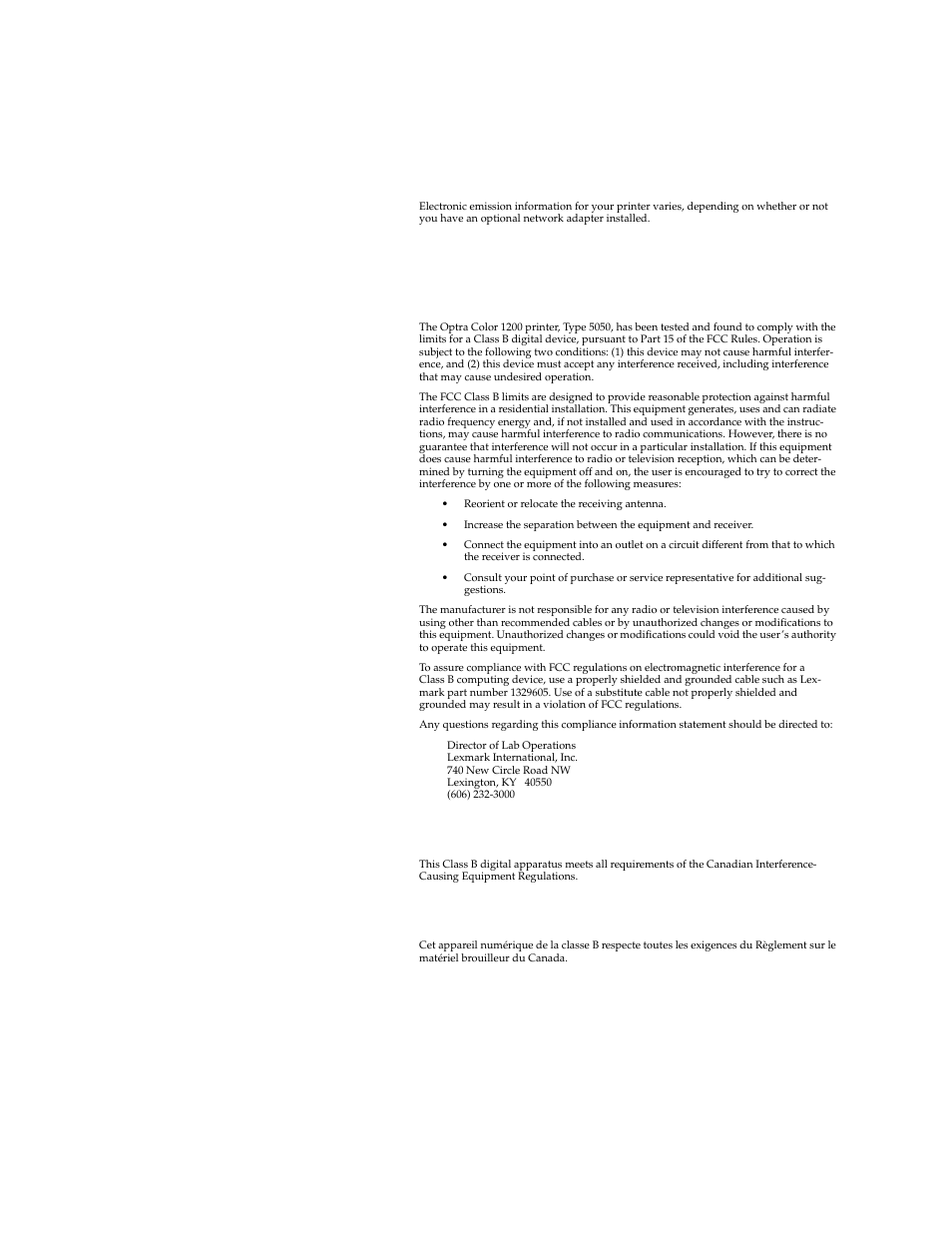 Electronic emissions notices | Lexmark 1200 User Manual | Page 178 / 208