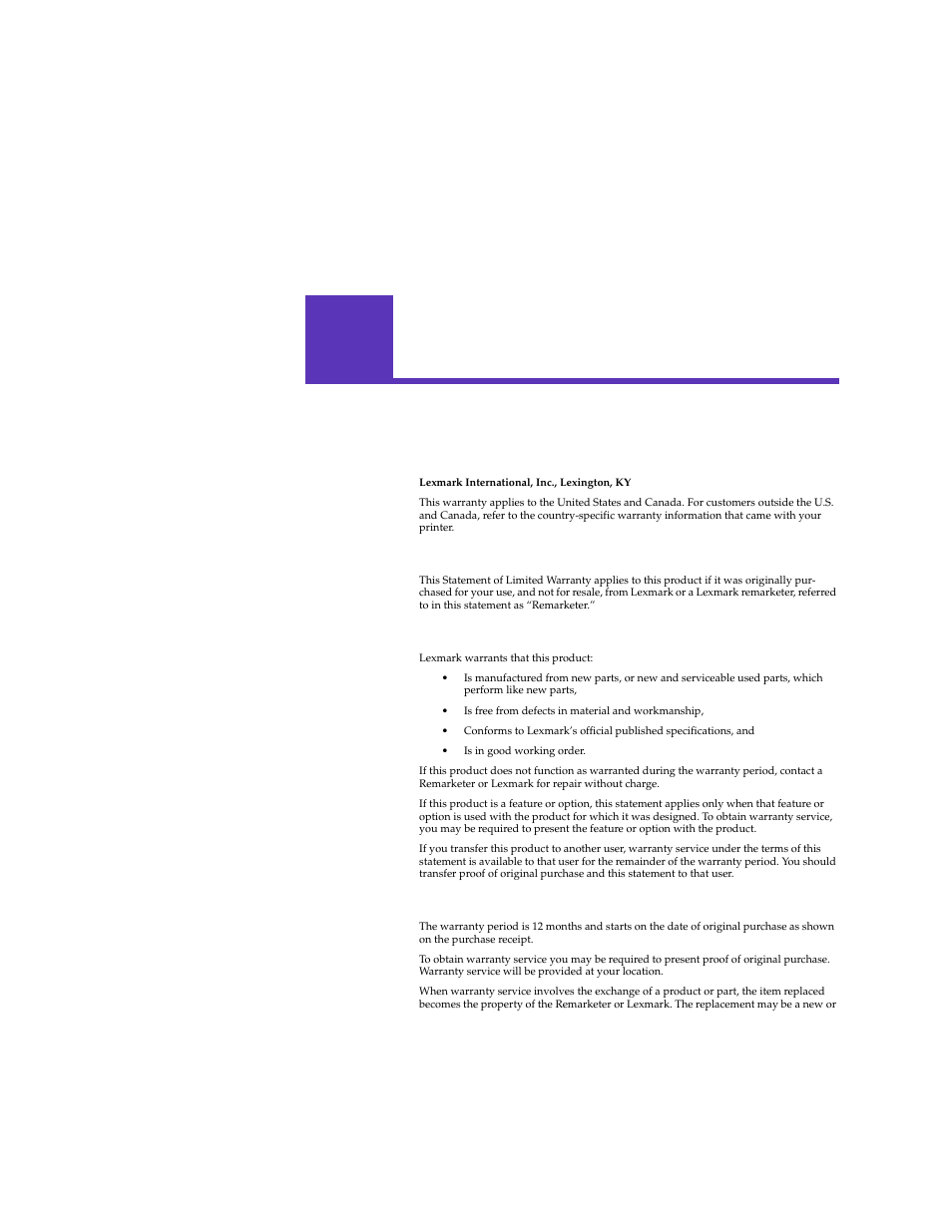 Warranty, Appendix f: warranty | Lexmark 1200 User Manual | Page 181 / 208