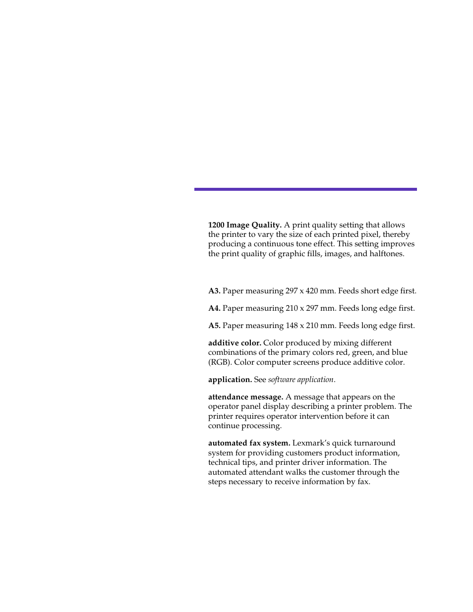Glossary | Lexmark 1200 User Manual | Page 183 / 208