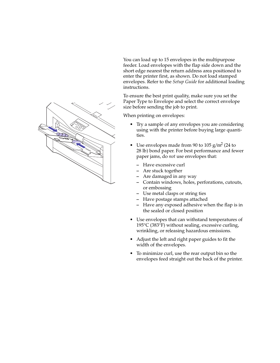 Envelopes | Lexmark 1200 User Manual | Page 92 / 208