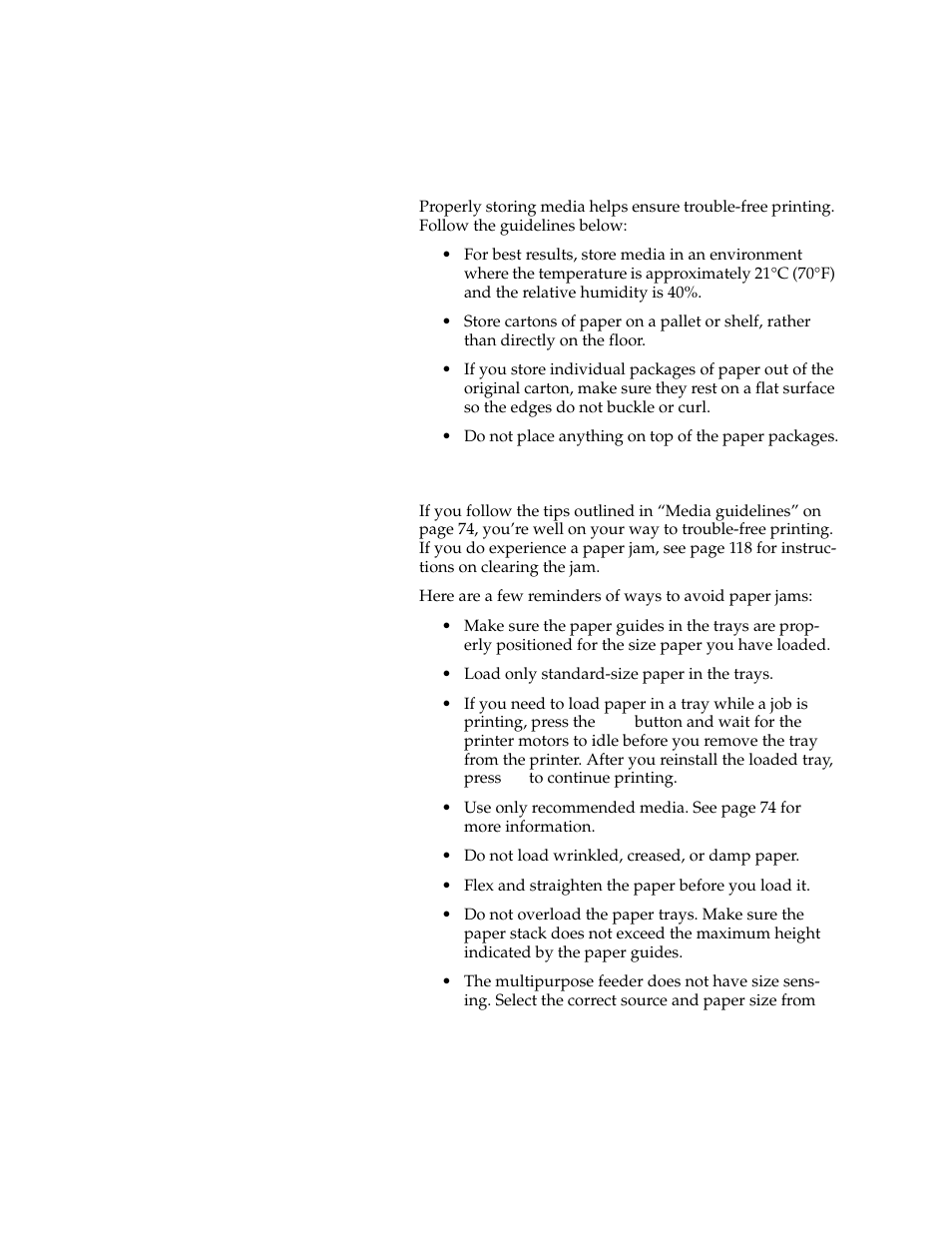 Storing media, Avoiding paperjams, Storing media avoiding paper jams | Avoiding paper jams | Lexmark 1200 User Manual | Page 94 / 208