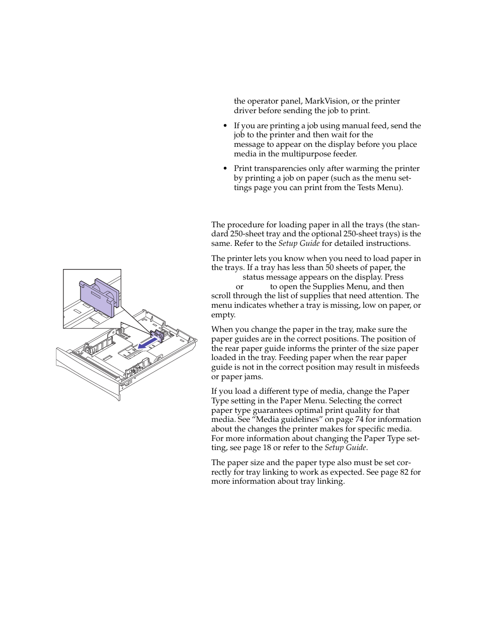 Loading paper inthe trays, Loading paper in the trays | Lexmark 1200 User Manual | Page 95 / 208