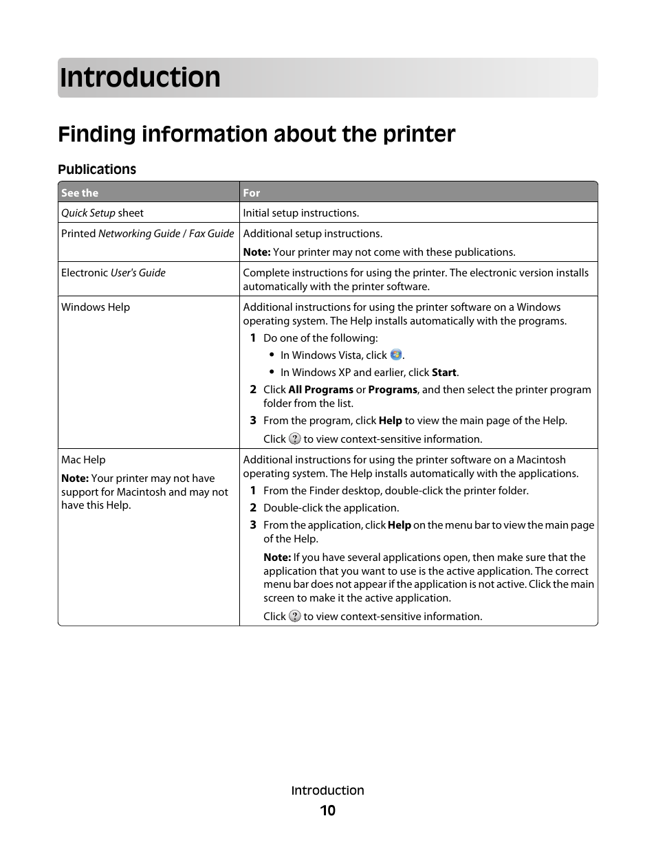 Introduction, Finding information about the printer | Lexmark 7600 Series User Manual | Page 10 / 181