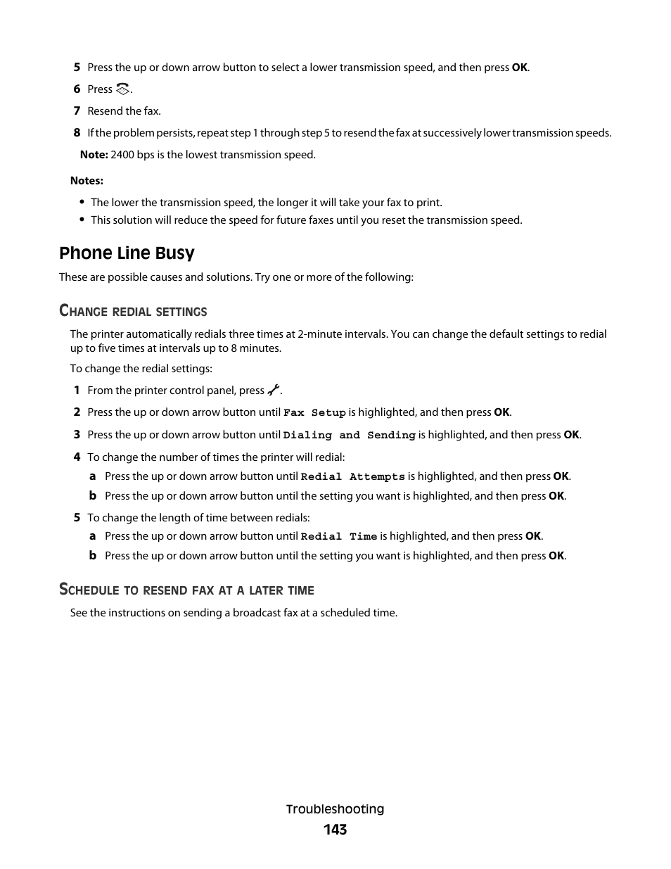 Phone line busy | Lexmark 7600 Series User Manual | Page 143 / 181