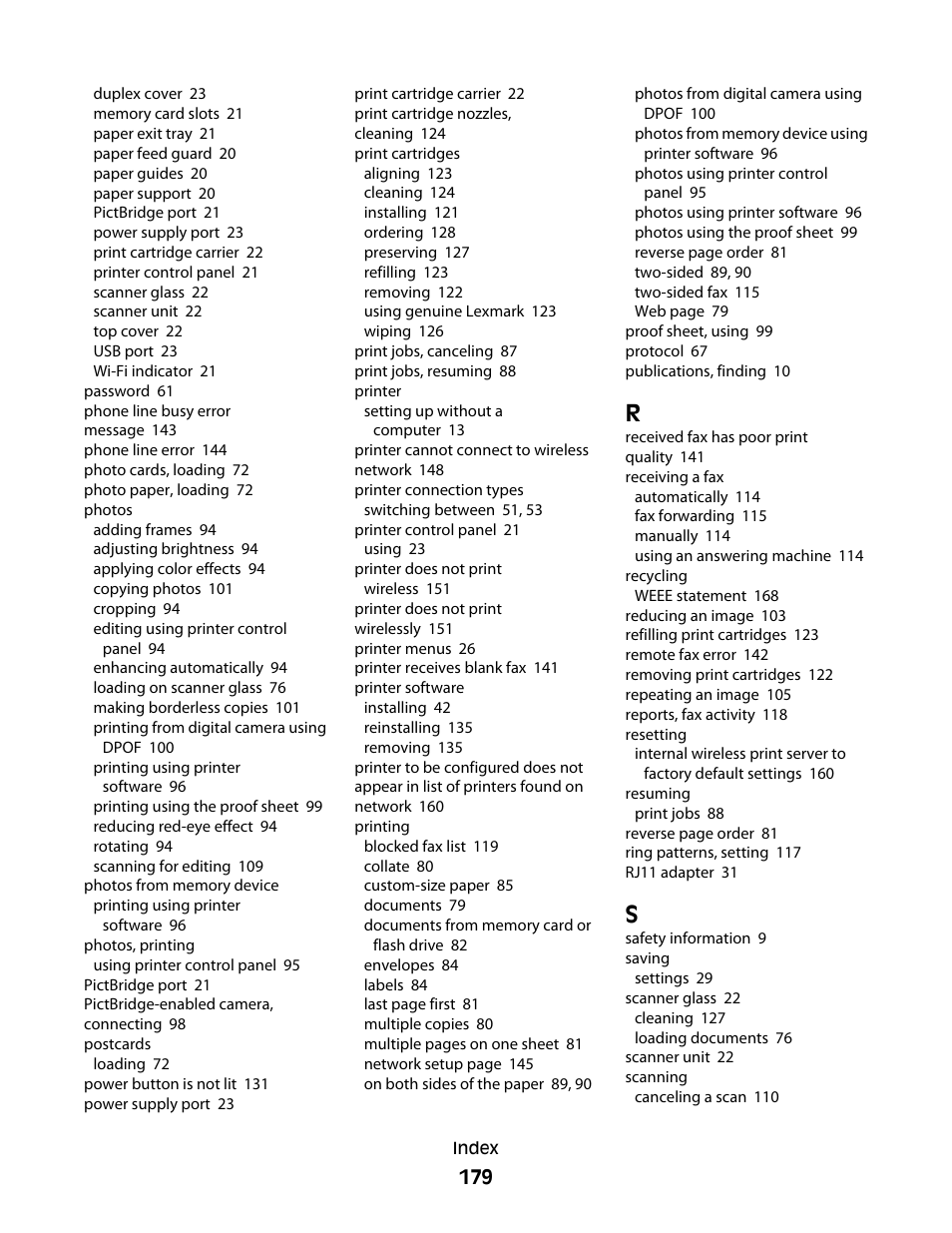 Lexmark 7600 Series User Manual | Page 179 / 181