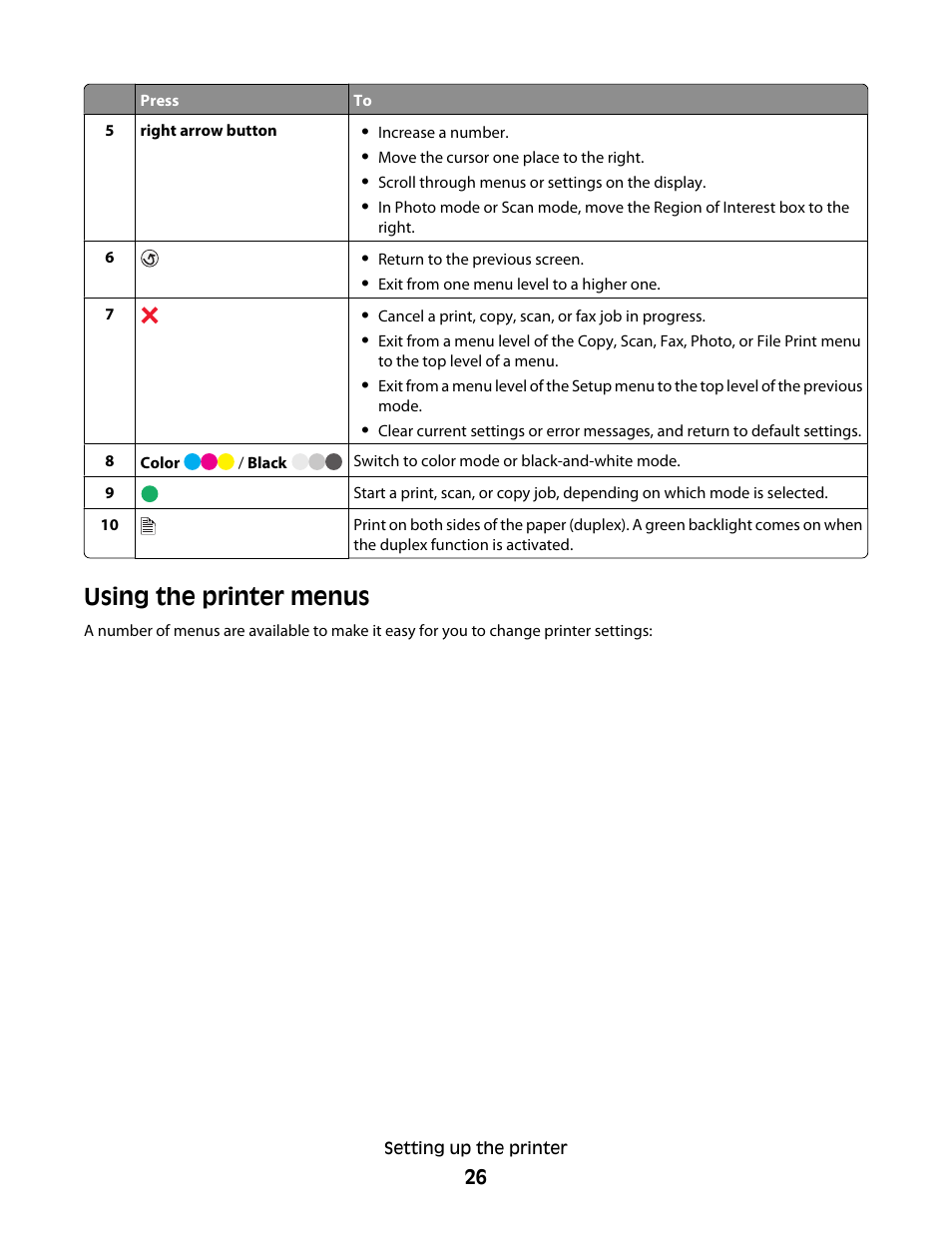 Using the printer menus | Lexmark 7600 Series User Manual | Page 26 / 181