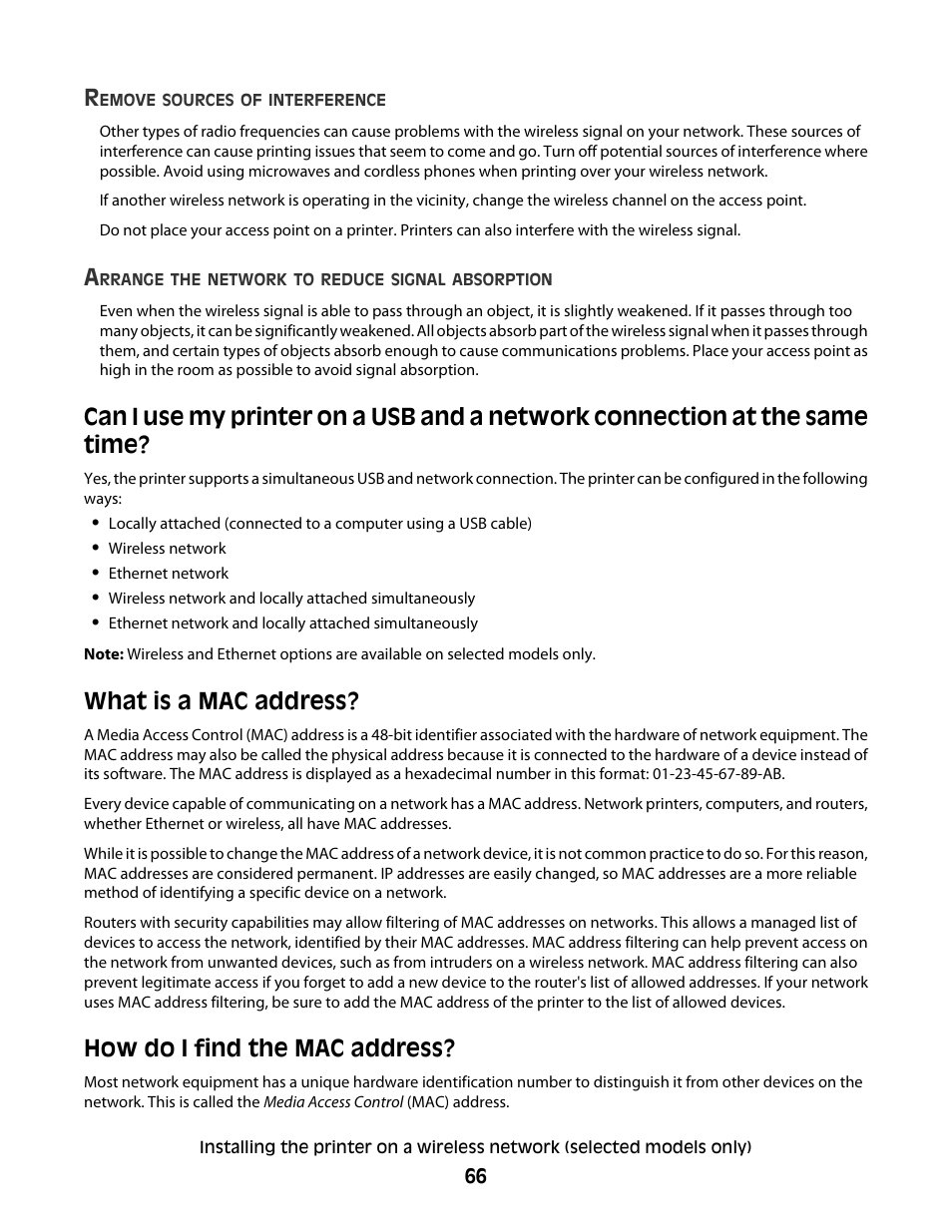 What is a mac address, How do i find the mac address | Lexmark 7600 Series User Manual | Page 66 / 181
