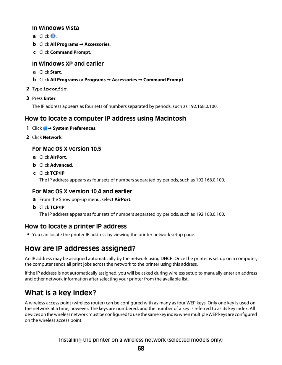 How are ip addresses assigned, What is a key index, How are ip addresses assigned? what is a key index | Lexmark 7600 Series User Manual | Page 68 / 181
