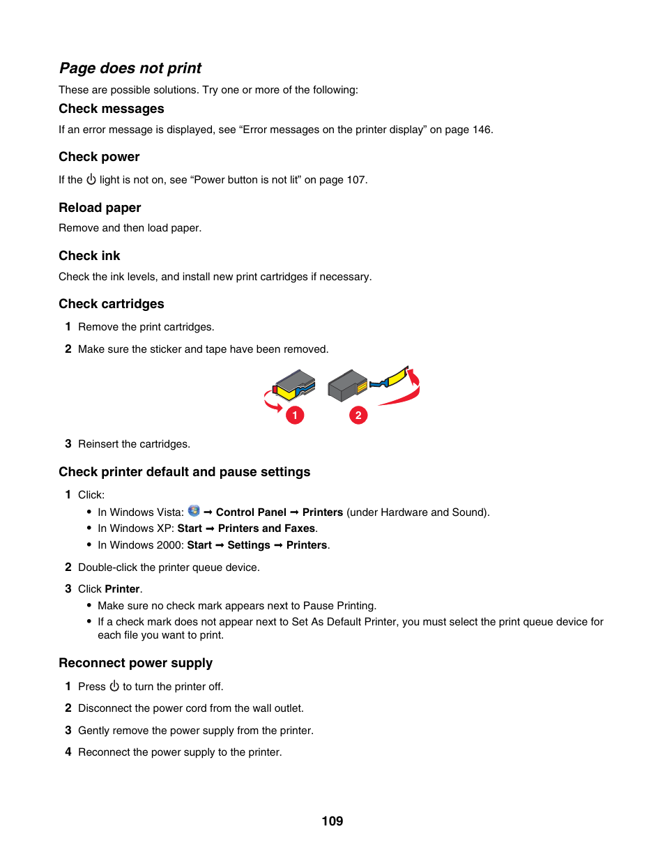 Page does not print | Lexmark 5000 Series User Manual | Page 109 / 171