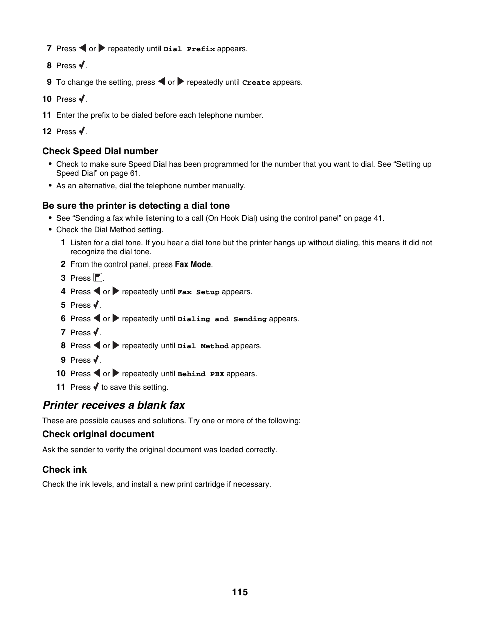 Printer receives a blank fax | Lexmark 5000 Series User Manual | Page 115 / 171