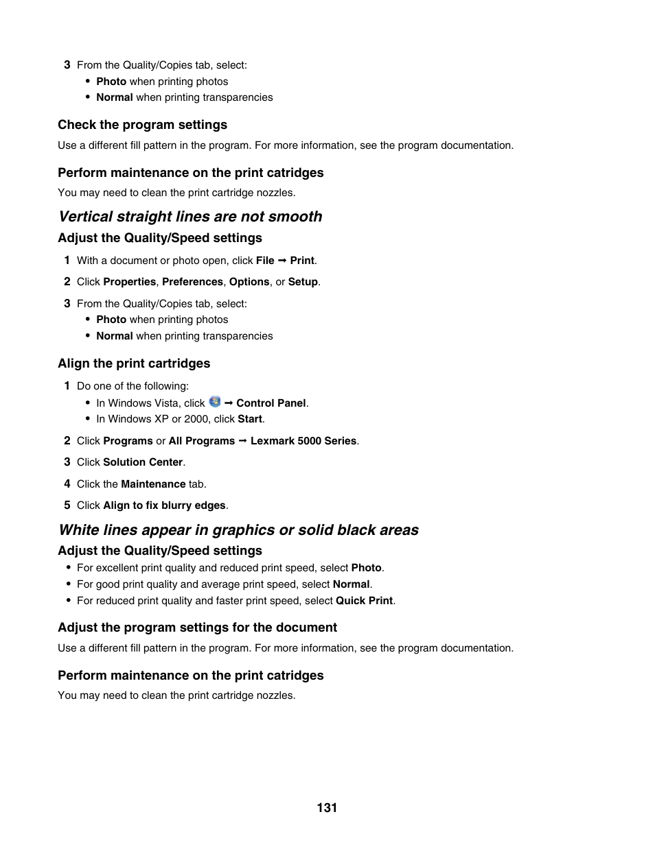 Vertical straight lines are not smooth | Lexmark 5000 Series User Manual | Page 131 / 171
